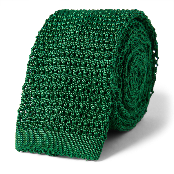 Green Knit Silk Narrow Tie Polo Ralph Lauren 1
