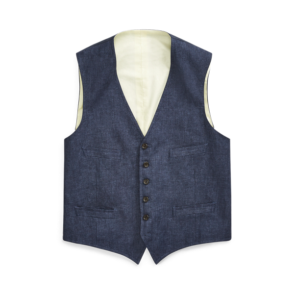 Indigo Linen Twill Waistcoat Polo Ralph Lauren 1