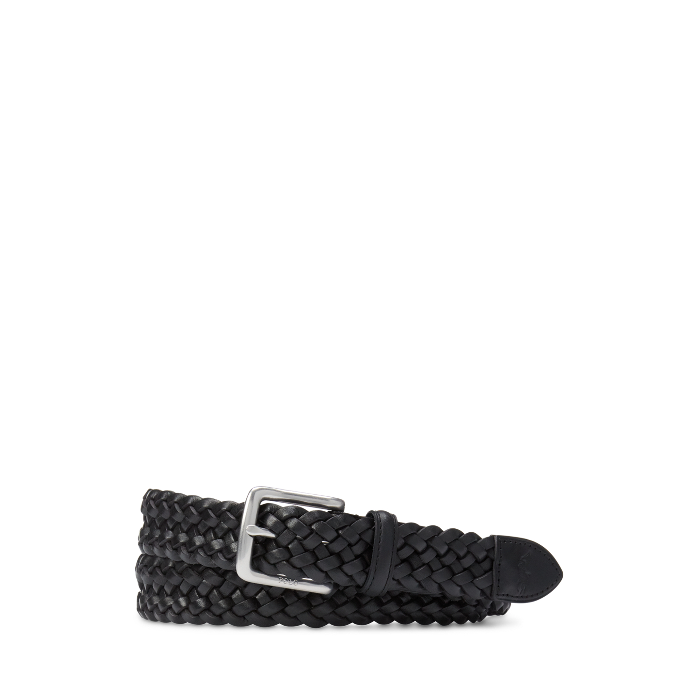 Мужской ремень Ralph Lauren Braided Vachetta Leather Belt, цвет: Чёрный — фото 1