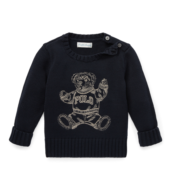 Polo Bear Cotton Sweater Baby Boy em 1