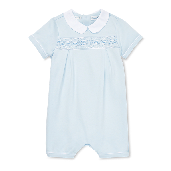 Smocked Cotton Shortall Baby Boy in 1