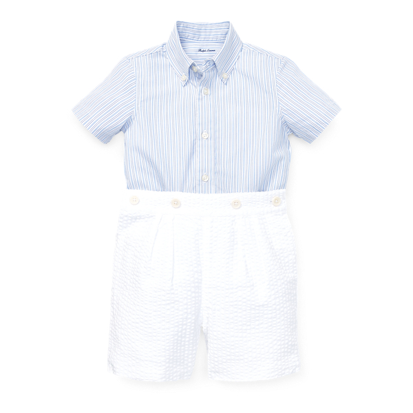 Set camicia e short in seersucker Baby Boy in 1