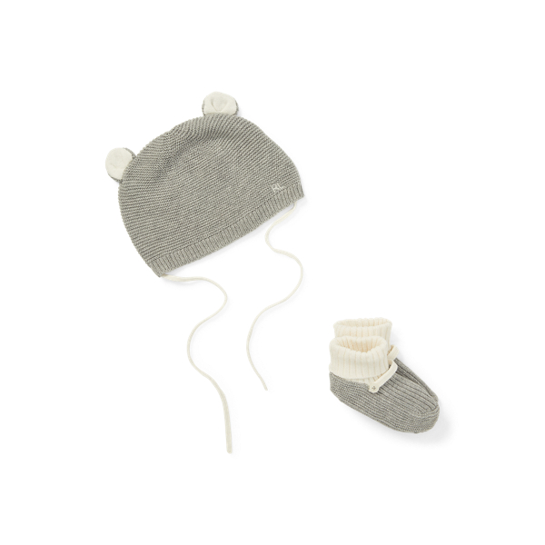 Cotton Hat & Booties Set Baby em 1