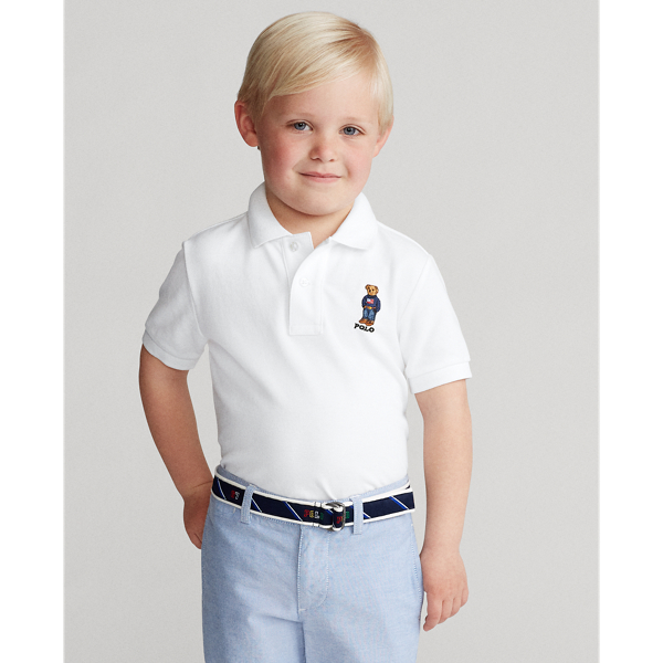 White Polo Bear Cotton Mesh Polo Boys 1.5-6 Years 1