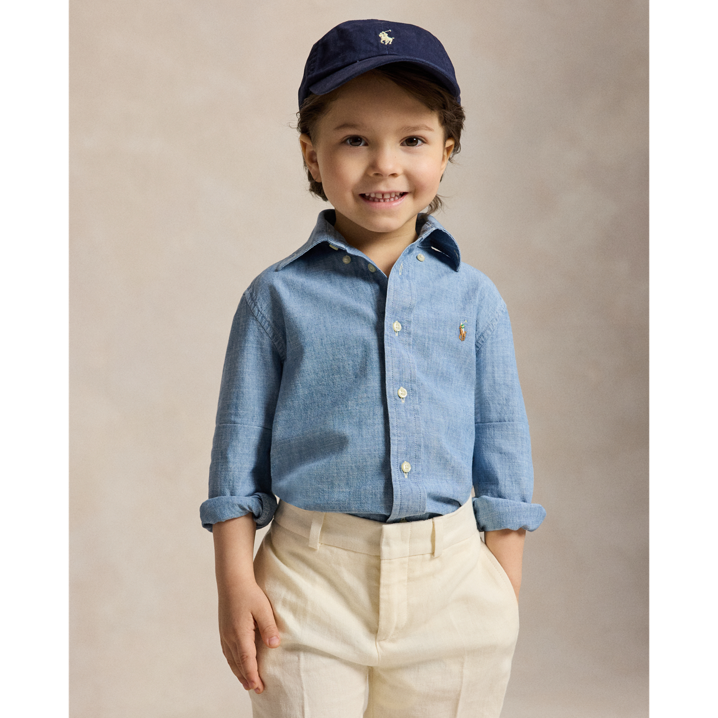 Детская рубашка Ralph Lauren Cotton Chambray, цвет: Светлый синий — фото 3