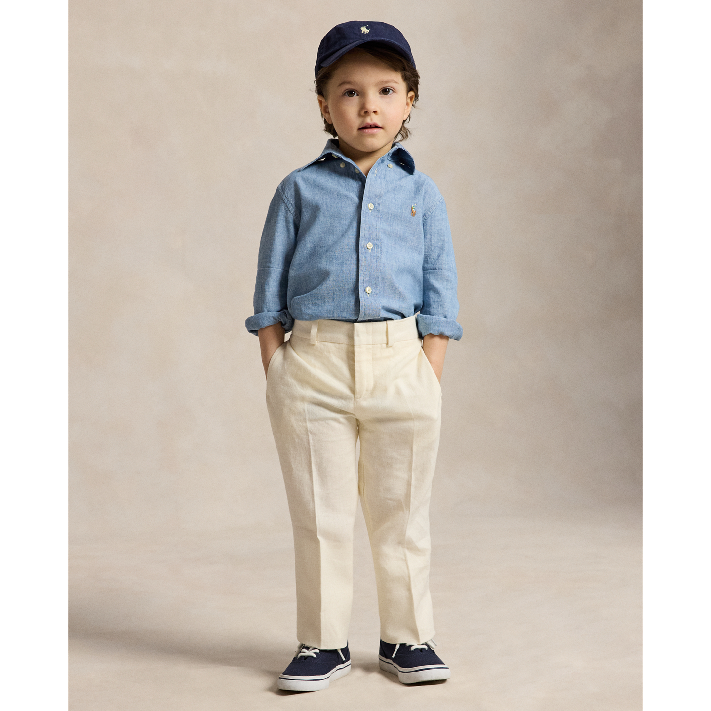 Детская рубашка Ralph Lauren Cotton Chambray, цвет: Светлый синий — фото 1
