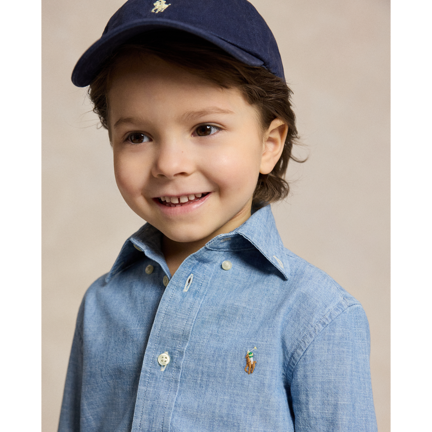 Детская рубашка Ralph Lauren Cotton Chambray, цвет: Светлый синий — фото 2