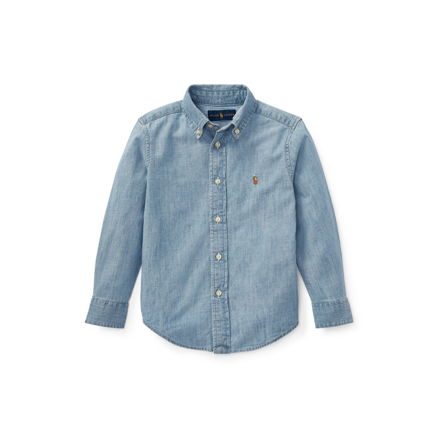 Детская рубашка Ralph Lauren Cotton Chambray, цвет: Светлый синий — фото 4