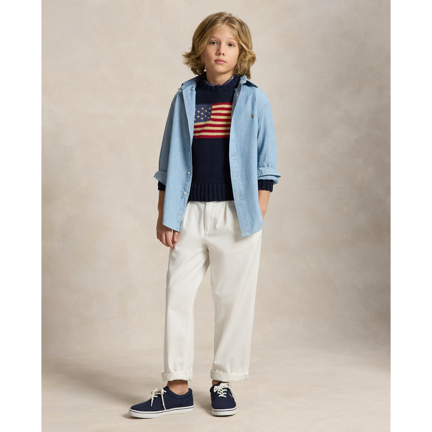 Детская рубашка Ralph Lauren Cotton Chambray, цвет: Светлый синий — фото 1
