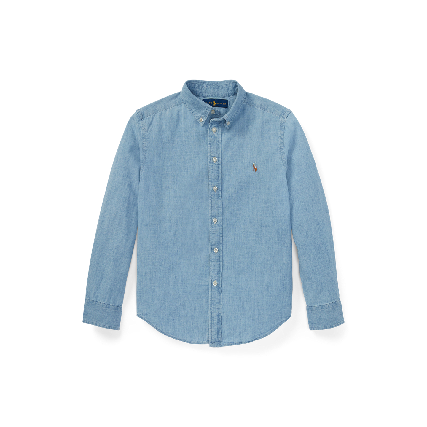 Детская рубашка Ralph Lauren Cotton Chambray, цвет: Светлый синий — фото 5