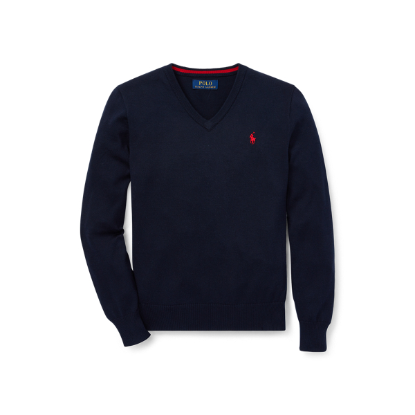 Cotton V-Neck Sweater Boys 6-14 Years em 1
