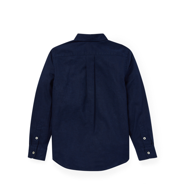 Newport Navy Slub Linen-Cotton Shirt Boys 6-14 Years 2
