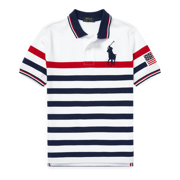 Polo in piqu&eacute; di cotone a righe Boys 6-14 Years in 1