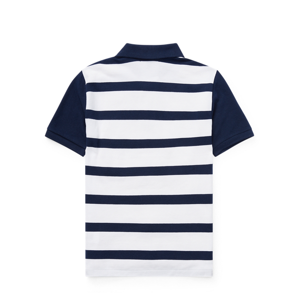Newport Navy Multi Striped Cotton Mesh Polo Shirt Boys 6-14 Years 2