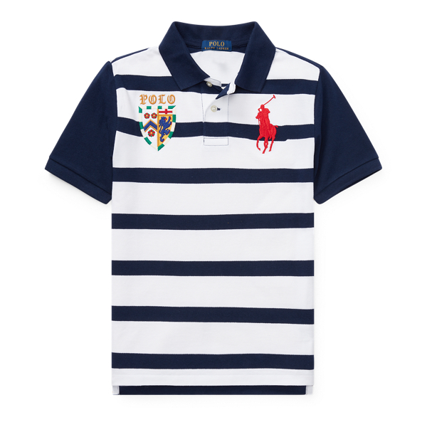 Striped Cotton Mesh Polo Shirt Boys 6-14 Years in 1