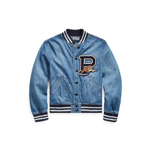 Cotton Denim Baseball Jacket Boys 6-14 Years 1