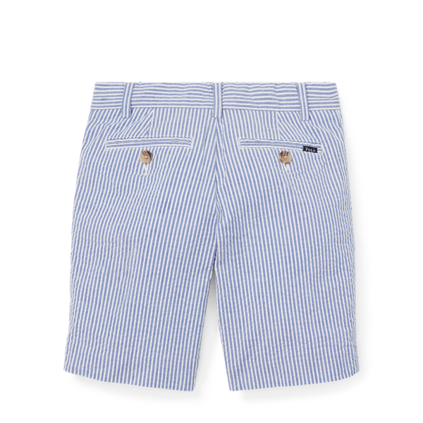 White/Provincetown Blue Slim Stretch Seersucker Short Boys 1.5-6 Years 2