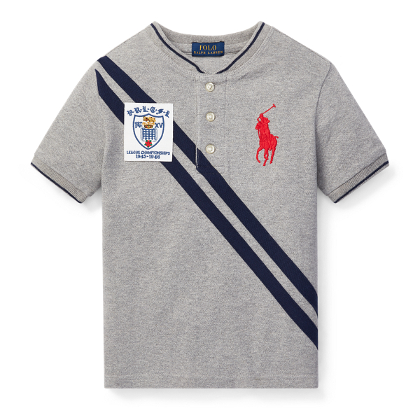 Striped Cotton Mesh Henley Boys 1.5-6 Years em 1