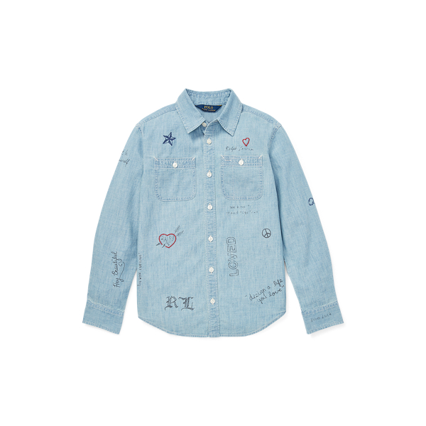 Cotton Chambray Shirt Girls 7-14 Years em 1