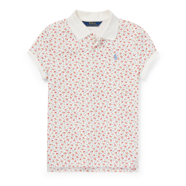 Floral Stretch Mesh Polo Shirt Girls 7-14 Years in 1