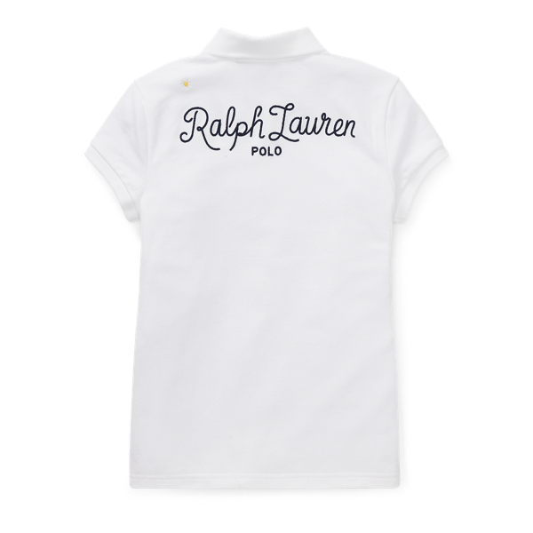 White Patchwork Stretch Pique Polo Girls 7-16 2