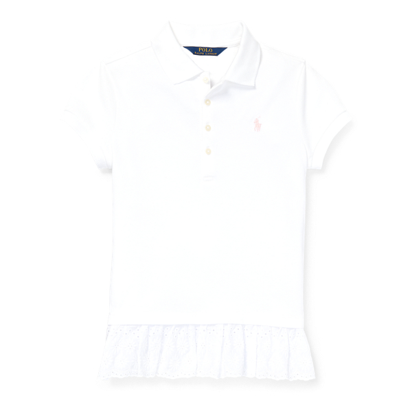 Eyelet Stretch Mesh Polo Girls 7-14 Years em 1
