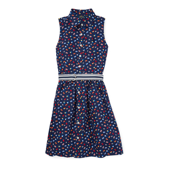 Flag Belted Cotton Shirtdress Girls 7-14 Years 1