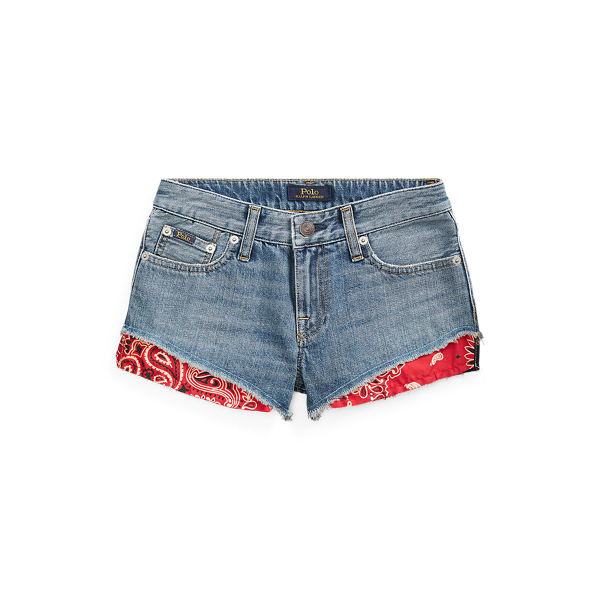 Bandana-Trim Denim Short Girls 7-14 Years 1