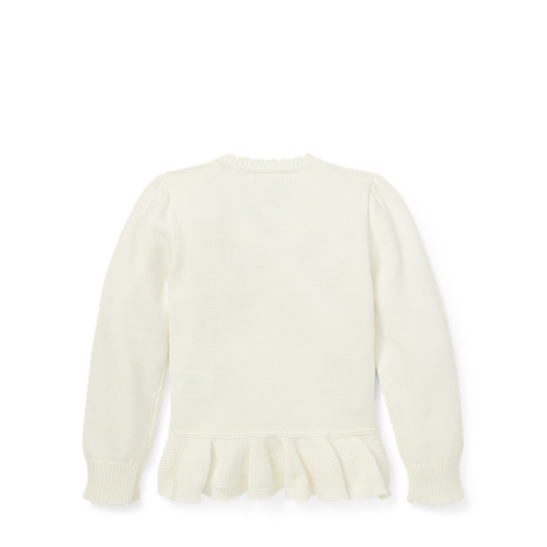 Trophy Cream Intarsia-Knit Bunny Sweater Girls 2-6x 2