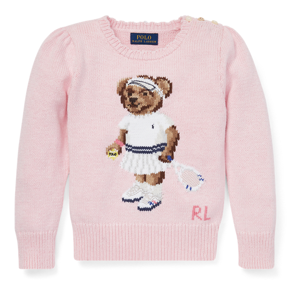 Maglia in cotone Tennis Bear da bambina Ralph Lauren IT