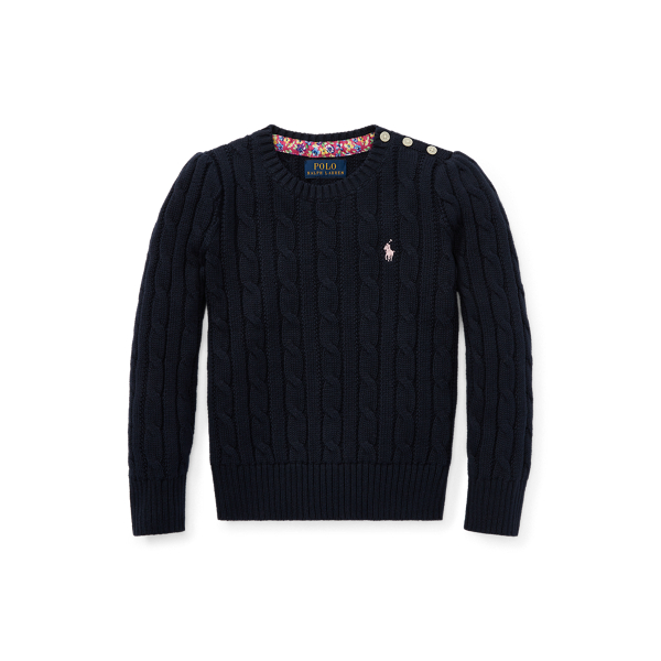 Cable-Knit Cotton Jumper Girls 1.5-6.5 Years 1