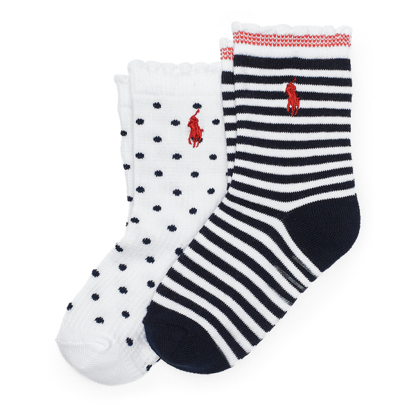2&nbsp;paires de chaussettes &agrave; pois et ray&eacute;es Girls 1.5-6.5 Years en 1