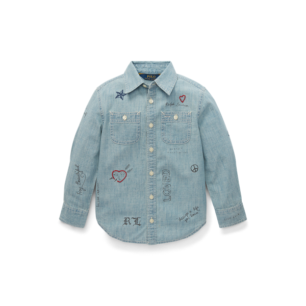 Chambray Graphic Workshirt Girls 1.5-6.5 Years 1
