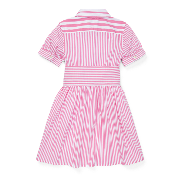 Baja Pink/White Striped Cotton Shirtdress Girls 2-6x 2