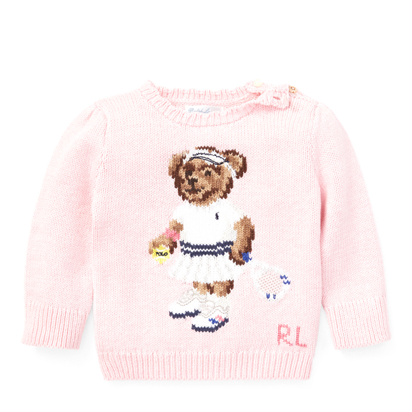 NWT Ralph Lauren Tennis Bear top Pink Sweater Size 9M