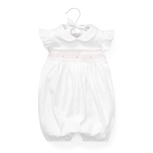 Smocked Interlock Shortall Baby Girl 1