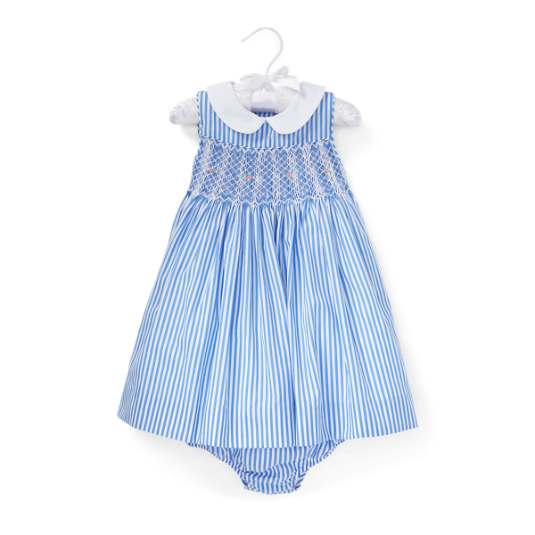 Stripe Smocked Dress & Bloomer Baby Girl in 1