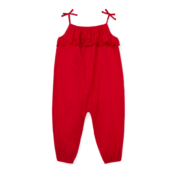 Eyelet-Overlay Cotton Romper Baby Girl 1