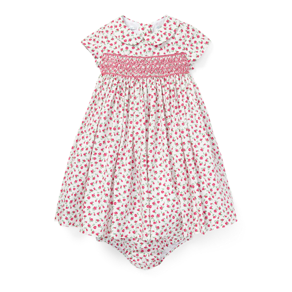 Robe fleurie smock&eacute;e &agrave; la main Baby Girl en 1