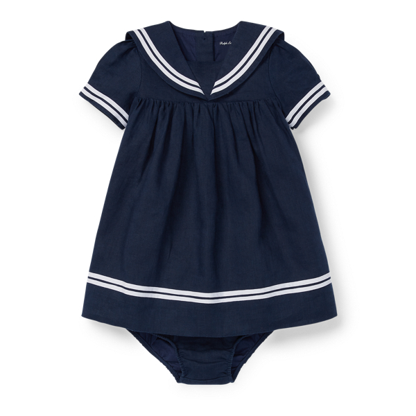 Linen Sailor Dress & Bloomer Baby Girl 1