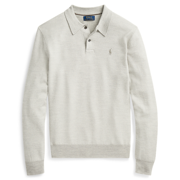 Cool Grey Heather Merino-Silk-Cashmere Sweater Polo Ralph Lauren 1