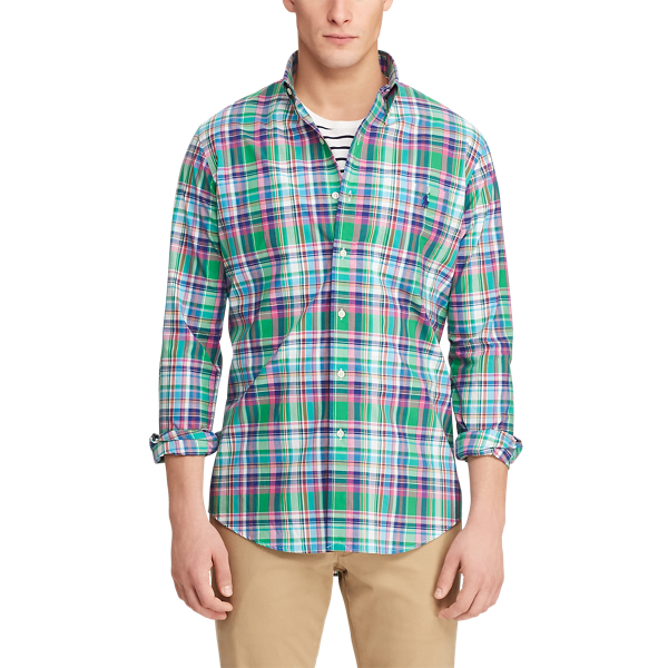 Emerald/Navy Multi Classic Fit Plaid Poplin Shirt Big & Tall 3