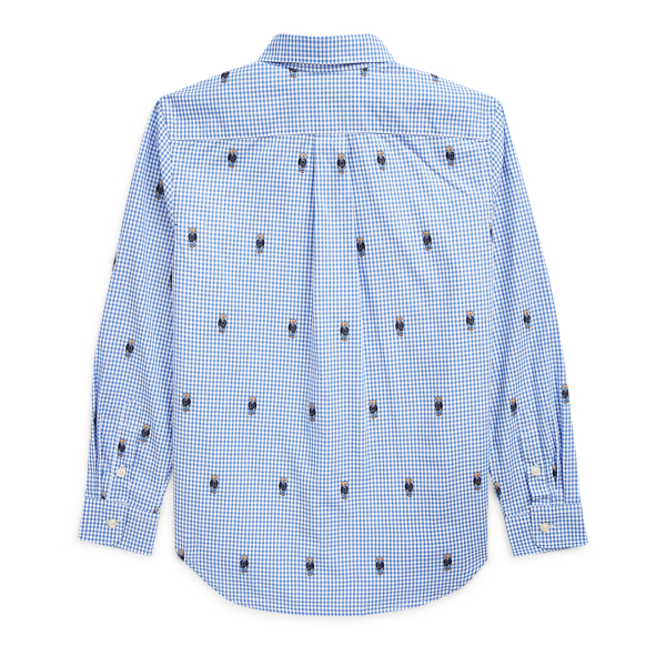 Blue Polo Bear Gingham Cotton Shirt Boys 8-20 2
