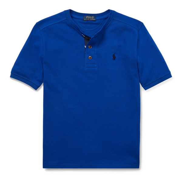 Cotton Mesh Henley Shirt
