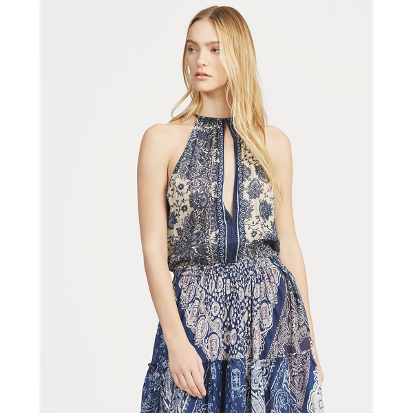 Bandanna-Print Silk Maxidress Polo Ralph Lauren em Blue Bandana Print 3