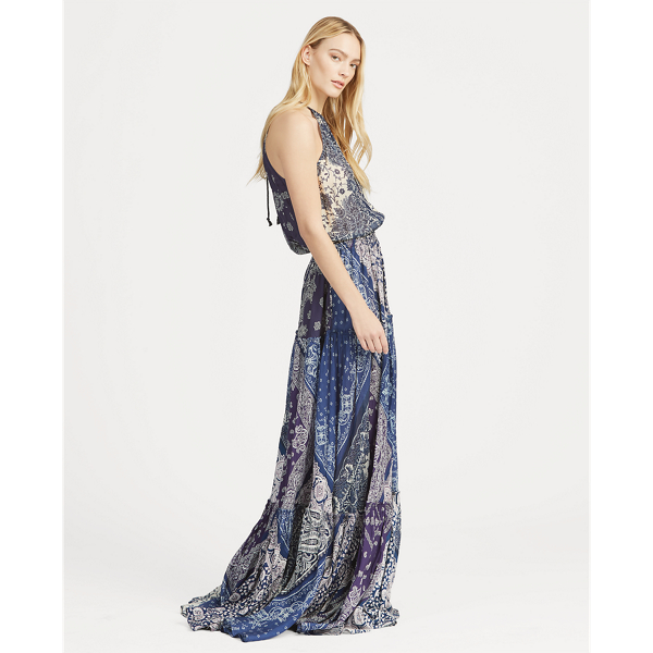 Bandanna-Print Silk Maxidress Polo Ralph Lauren em Blue Bandana Print 4
