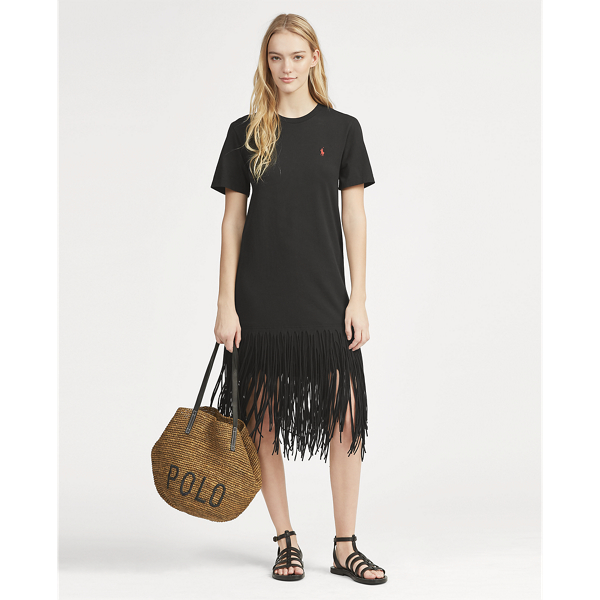 Fringe Cotton Shirtdress