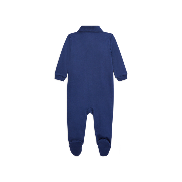Refined Navy Polo Bear Soft Cotton Footed Coverall Baby Boy 2