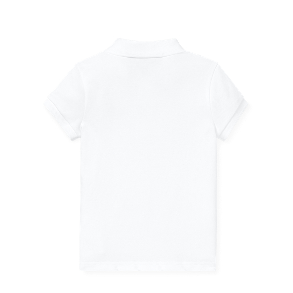 White Cricket Bear Mesh Polo Shirt Girls 2-6x 2