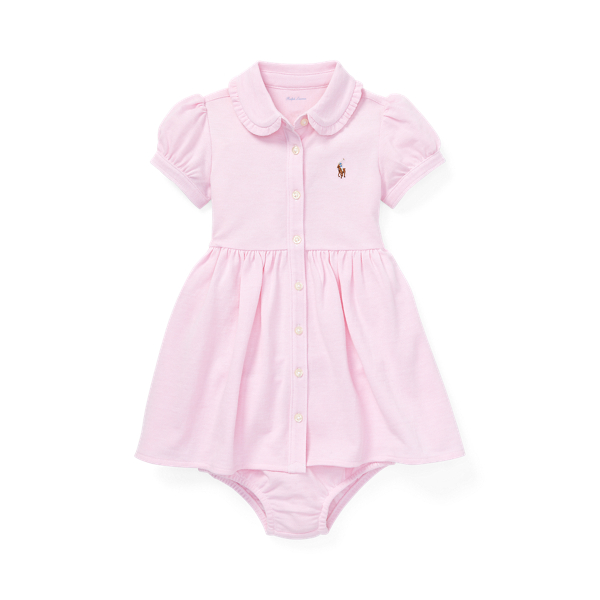 Carmel Pink Knit Mesh Oxford Dress & Bloomer Baby Girl 1